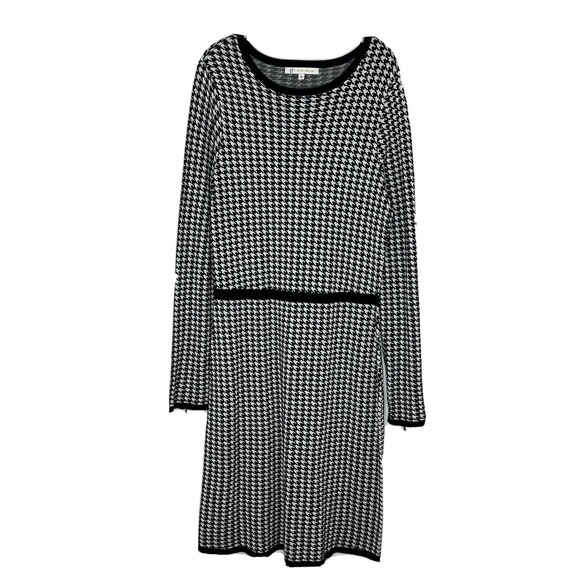 MiXT Heidi Weisel long sleeved knit houndstooth dress black and white XL womens - Picture 1 of 7